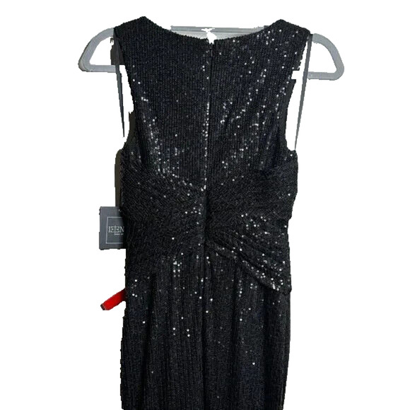 NWT Mac DUGGAL 26598 Black Sequin Sheath High Leg Slit Fitted Gown Dress Size 8 - Picture 5 of 6